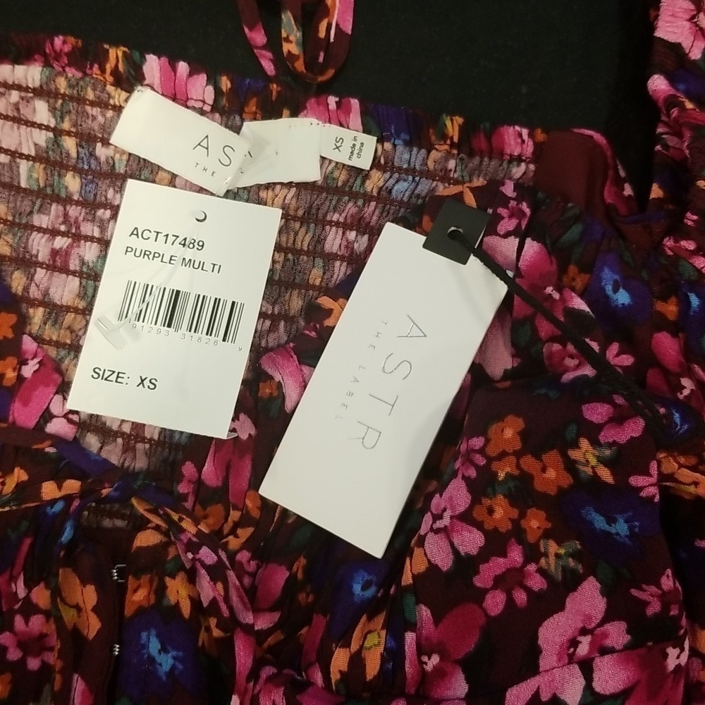 💕ASTR💕 Edwina Floral Corset Long Sleeve Top ~ Purple Floral Print XS NWT - Picture 12 of 14
